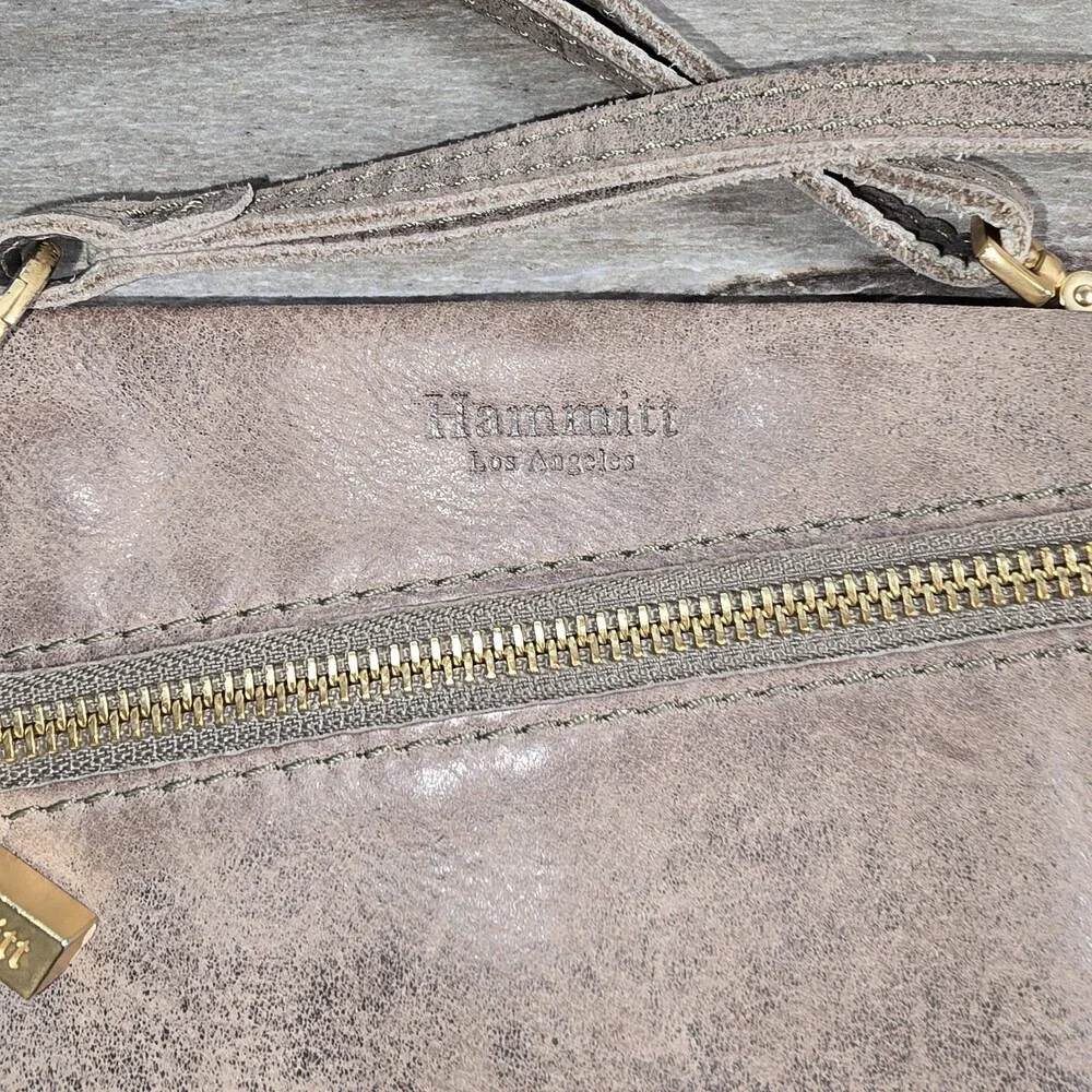 Hammitt Los Angeles Gray Leather Crossbody Clutch Wristlet Purse Pewter Nash - Picture 3 of 9